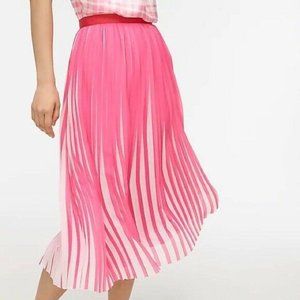 J. Crew Pleated Midi Skirt Peekaboo Stripe Women's 4 NWT Pink Ivory